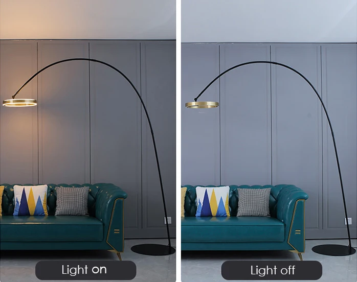 Post modern minimalist adjustable fishing metal sofa corner standing luxury ring floor lamp for living room