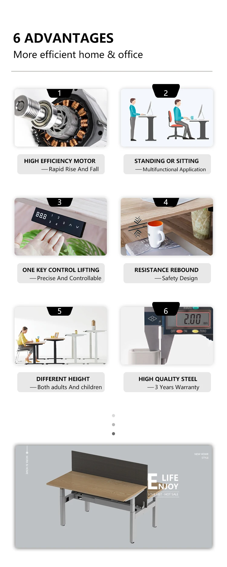 High Quality Smart Standing Desk Motorized Computer Table Dual Motor ...