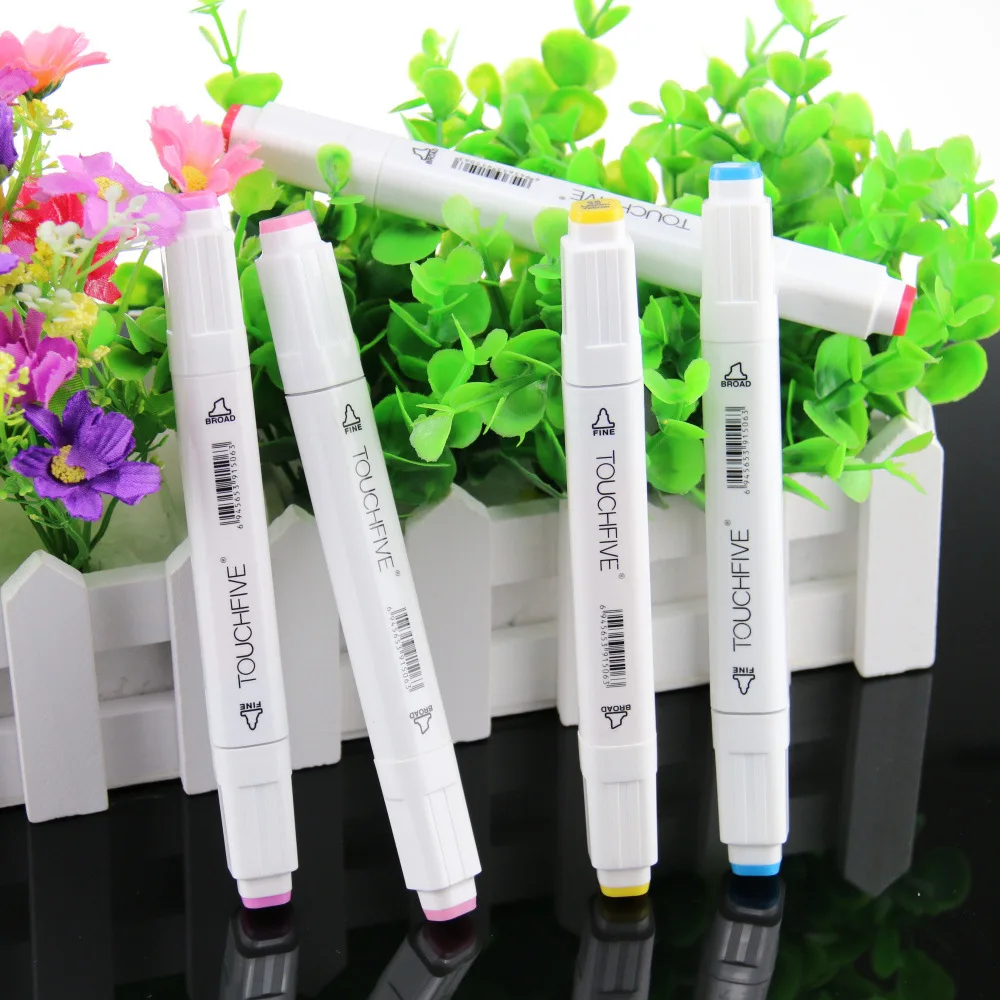 Touchfive T5 Permanent Ink Marker Pens Set 40 Colors, Dual-side, Oem