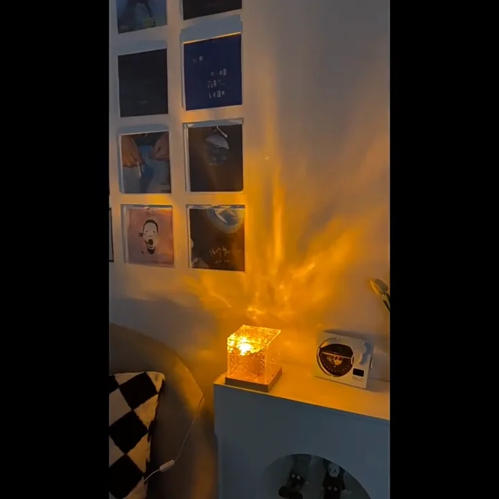 Dynamic Rotating Water Ripple Projector Night Light 3 16 Colors Flame ...