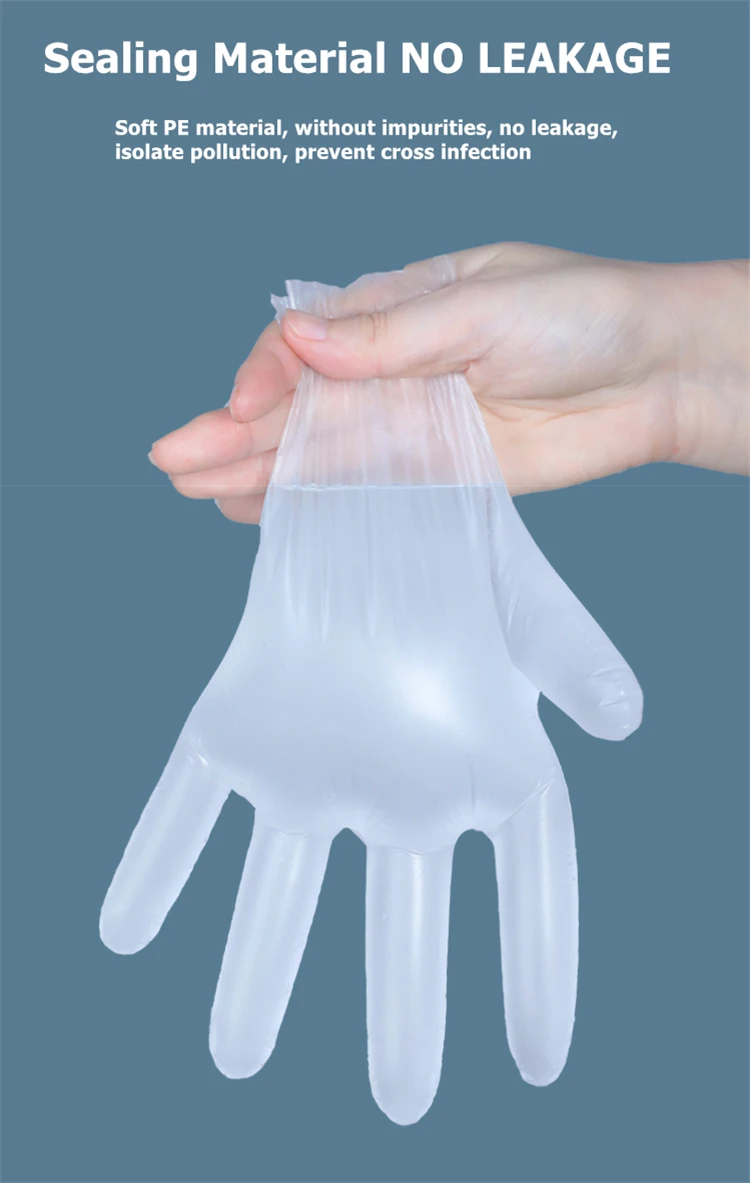 Food Safety Protective Transparent Compostable Disposable PE Gloves Cleaning HDPE Gloves Plastic Polyethylene Gloves