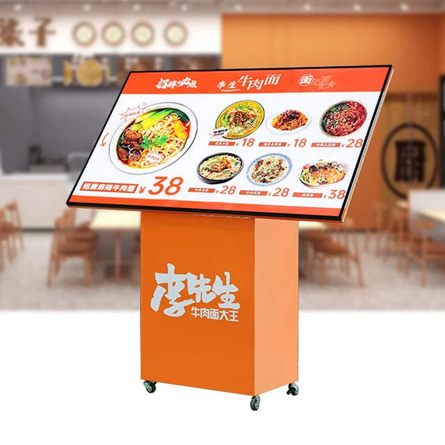 Shopping mall welcome desk light box billboard vertical restaurant front desk menu glass light display plate