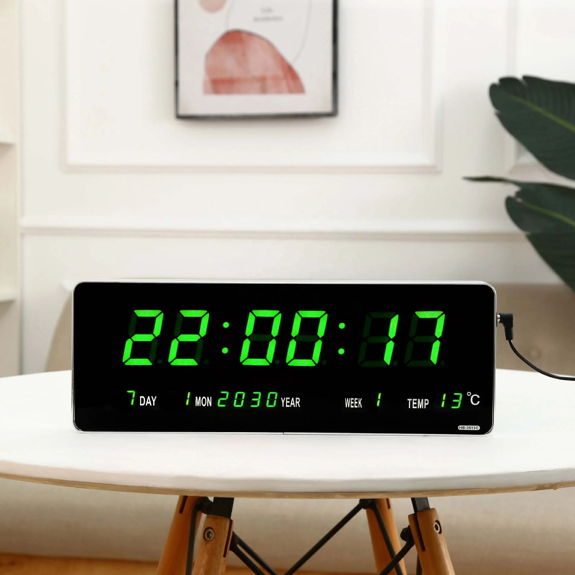 3513 Hot Sell Large LED Digital Wall calendar Clock with seconds Date Temperature Week Display