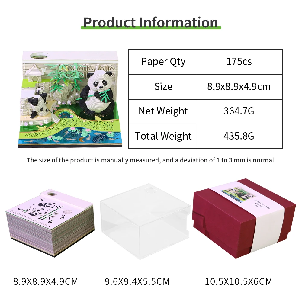 2027 Hot Sale New Panda Memo Pads Paper Art Craft with Calendar  Bookmarks Paper Sheets Decompression Toys Custom Package