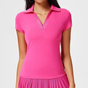 Wholesale Quick Dry Cool Fabric Short Sleeve Tennis Sports Yoga Women Outdoor Lightweight Fitness Gym Wear  Golf Polo Shirt