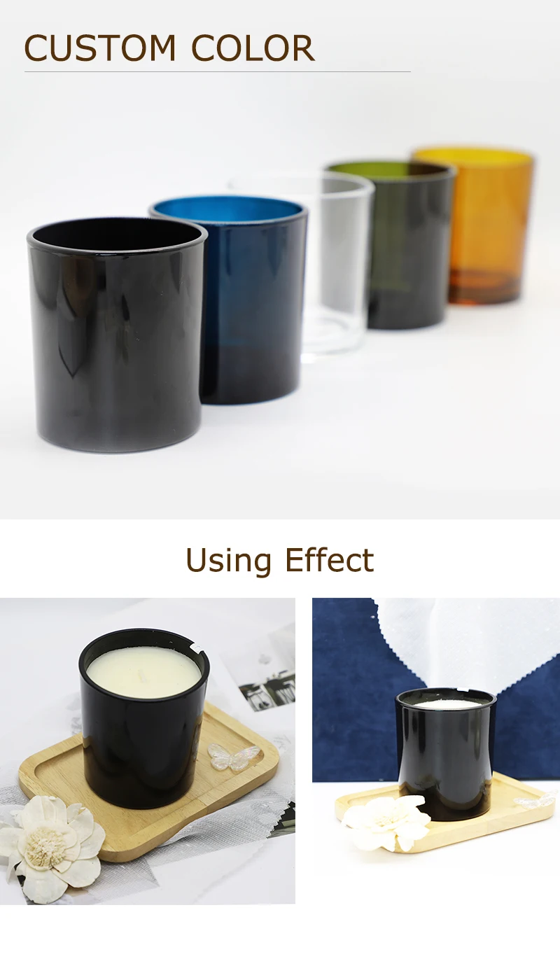 430ml Glass Round Black Candle Jar 14oz clear Blue Amber Green Luxury ...