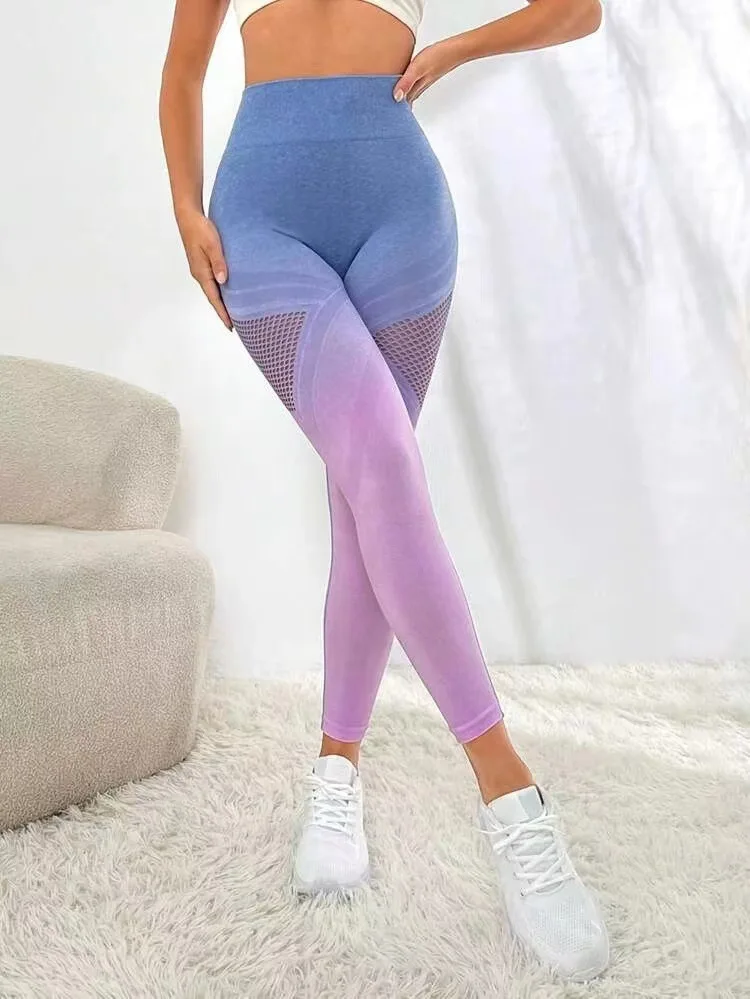 2023 New Arrival Gradual Hollow Out Tie Dye Leggings Seamless Yoga