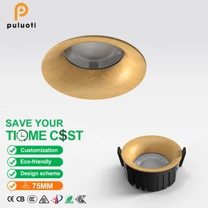 PULUOTI 75mm LED 60° Recessed Downlight 12W 3000K Log Color Full Spectrum Anti-glare Eye protection Room Bedroom Spot Lights