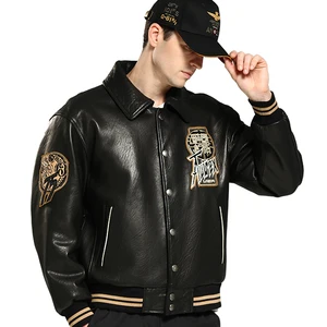 European Best Selling Cowhide Leather Jackets for Men Men Bomber Jacket Flight 2023
