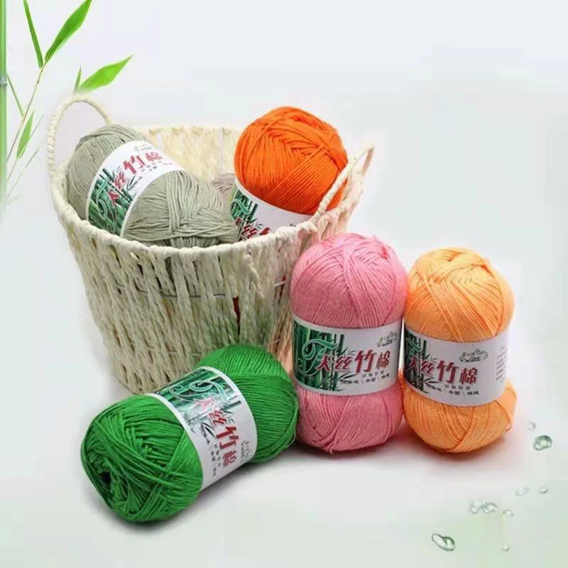 Free Sample 6 Ply 50 g  Factory Price Bamboo Cotton Yarn Super Soft Hand Knitting Blended Yarn