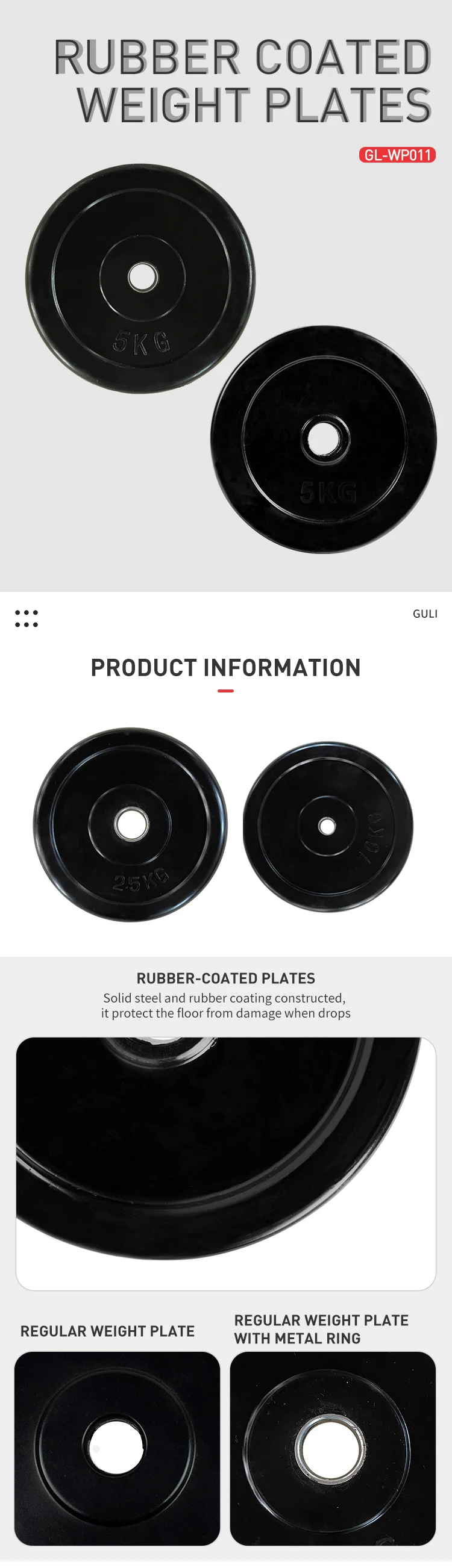 Custom Logo Rubber Weight Plates For Barbell Weight Lifting 10kg 15kg