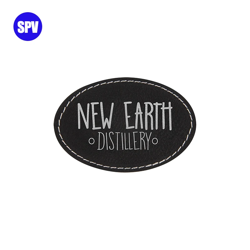 One Stop Labels Wholesale Custom Debossed Name Logo PU Leather Repair Patches for Jeans