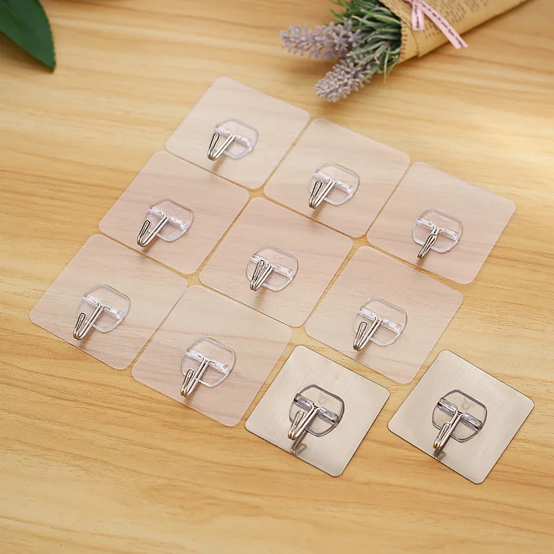 7cm transparent traceless novelty hooks strong adhesive novelty hooks nail free stick waterproof sticky hooks factory