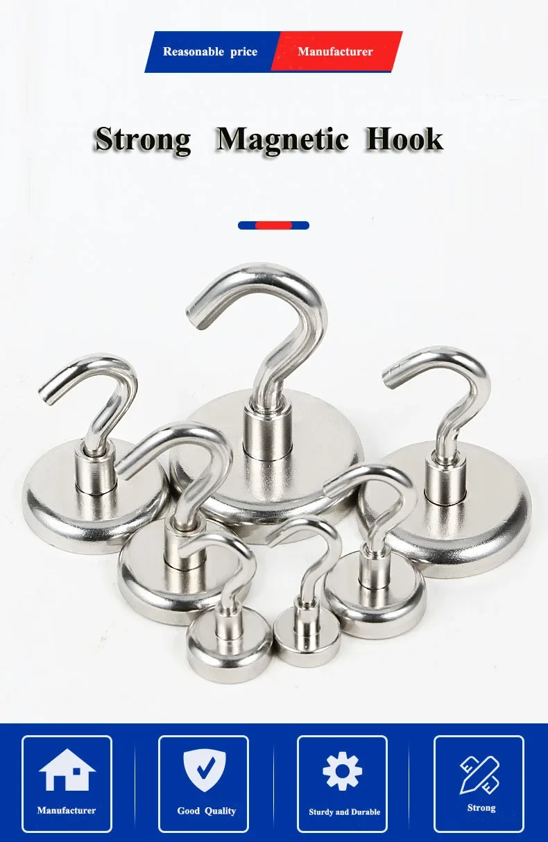 URSMART 14-Pack Magnetic Hooks – Heavy Duty Neodymium Magnet Hooks With 180° Swivel, 25 Lbs Holding Capacity, Silver, Perfect For Refrigerator, Lockers, Cruise Ship Cabins, Kitchen & Garage Storage