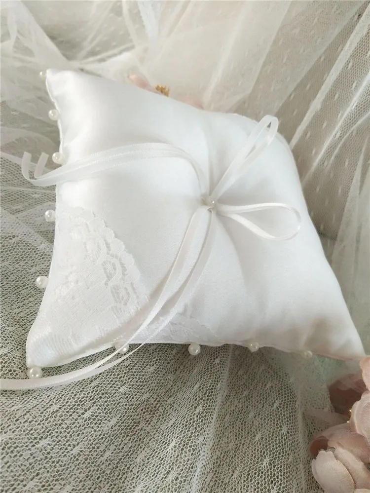 Ring Pillow for Wedding Luxury Ring Cushion Silver Lace Ring Pillow 