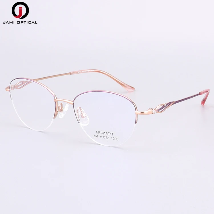Factory Wholesaler Pure Titanium Optical Frame Eyeglasses High Quality Half Glasses Women Titanium Glasses Frame
