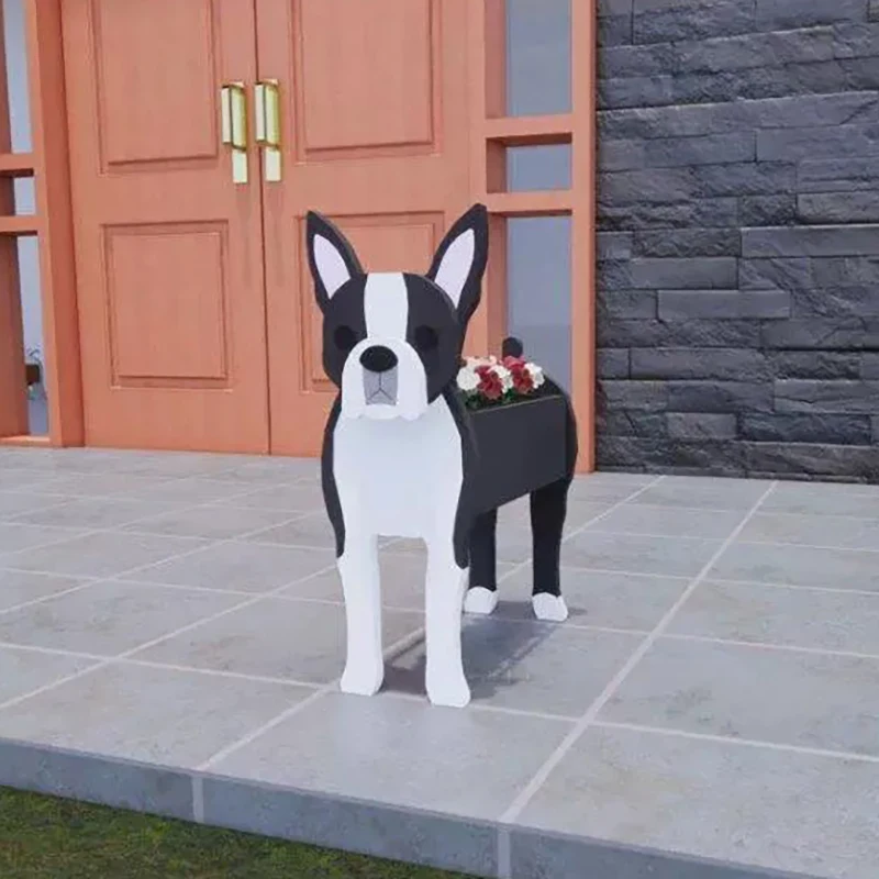 Popular PVC Dog Planter and Flower Pot Holder Garden Home Decorations Wooden Animal Planter for Outdoor Use