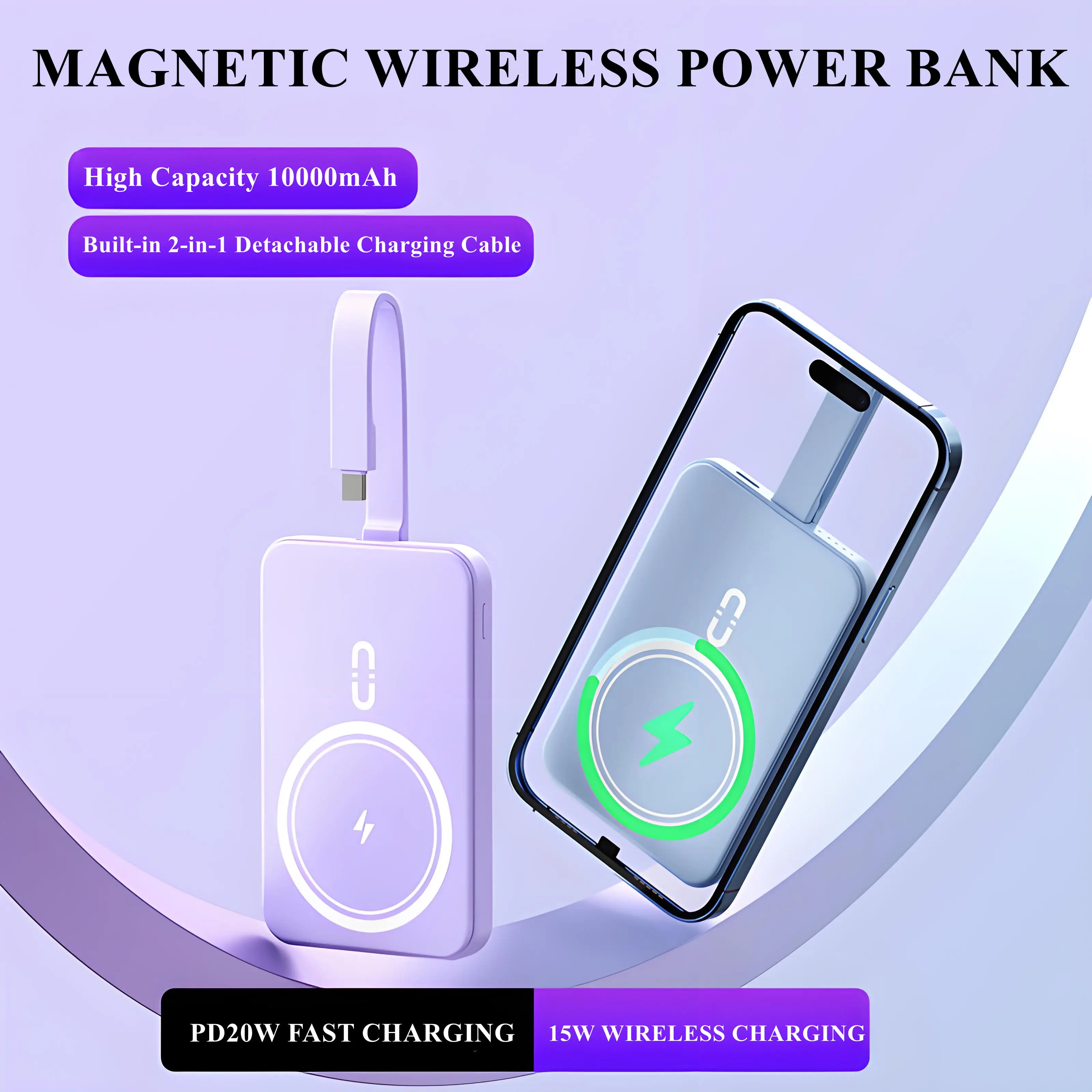 10000mAh Magnetic Wireless Fast Charging Power Bank Magsafe - Image 9