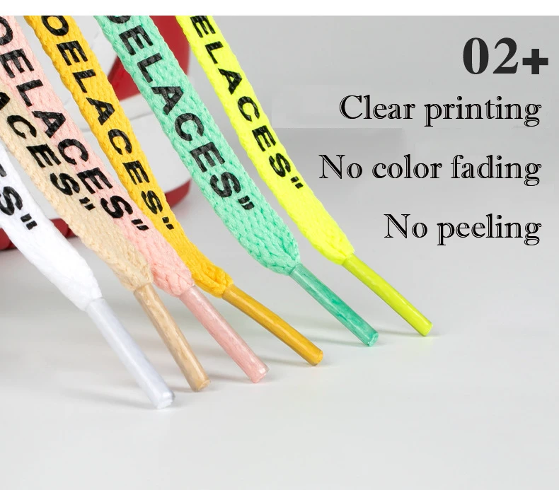 Customized Printed Logo Shoelaces Flat Shoelaces Multiple Styles Cotton