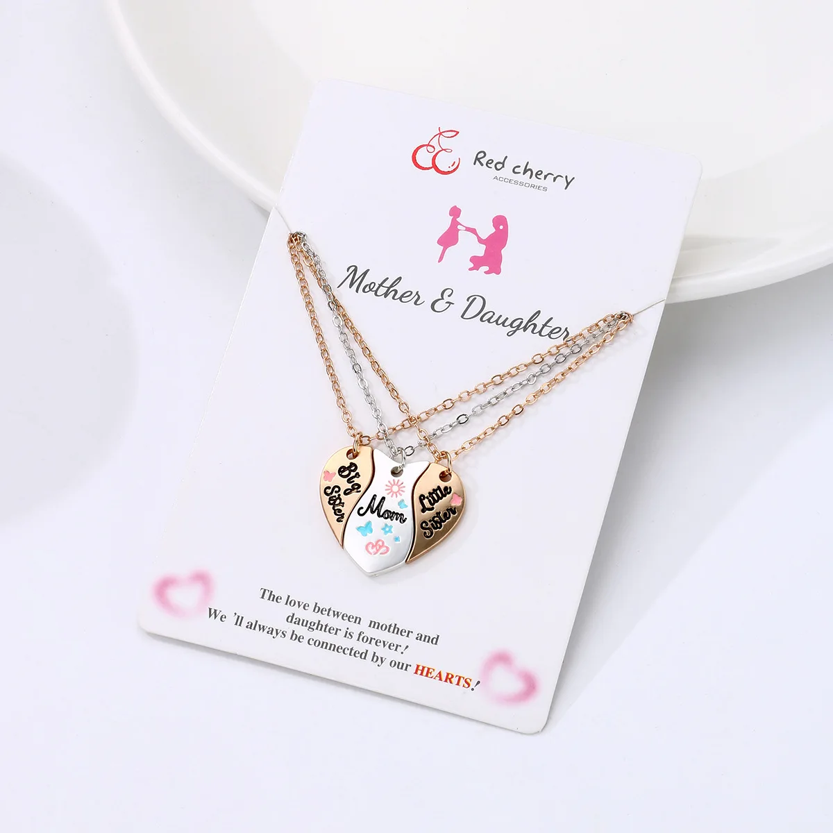 Wholesale 3pcs/set Mother and Daughter Heart Puzzle Matched Necklace for  Mother Days Gift Magnetic Heat Puzzle Pendant Necklace