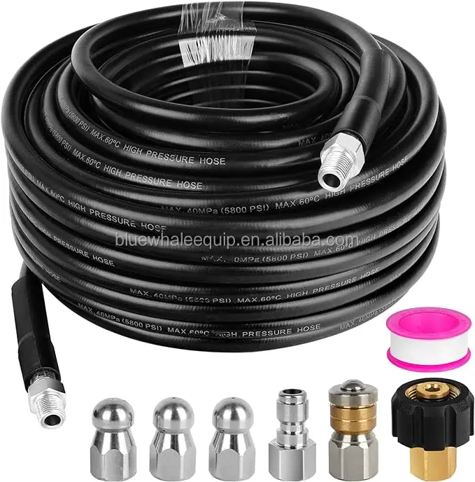 4000 Psi Sewer Jetter Kit For Pressure Washer 100 Ft Hose 1/4 Inch Npt