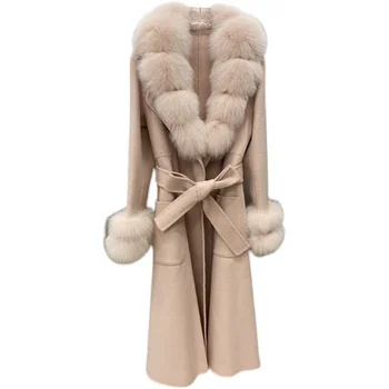 Custom Autumn Winter women woolen coat cashmere coat ladies wool coat low MOQ