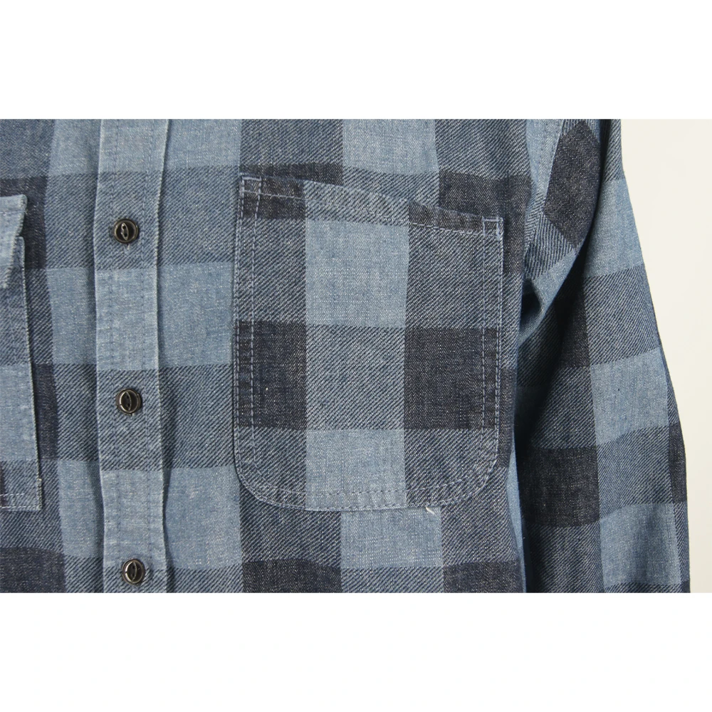 Hot Sales Polyester Cotton Men's Long Sleeve Blouse Square Grid Casual Shirt