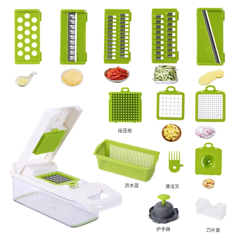 Hand Operated Held Manual 12 In 1 Vegetable Onion Dicer Food Slicer Mandoline Veggie Chopper Chopper Cutter