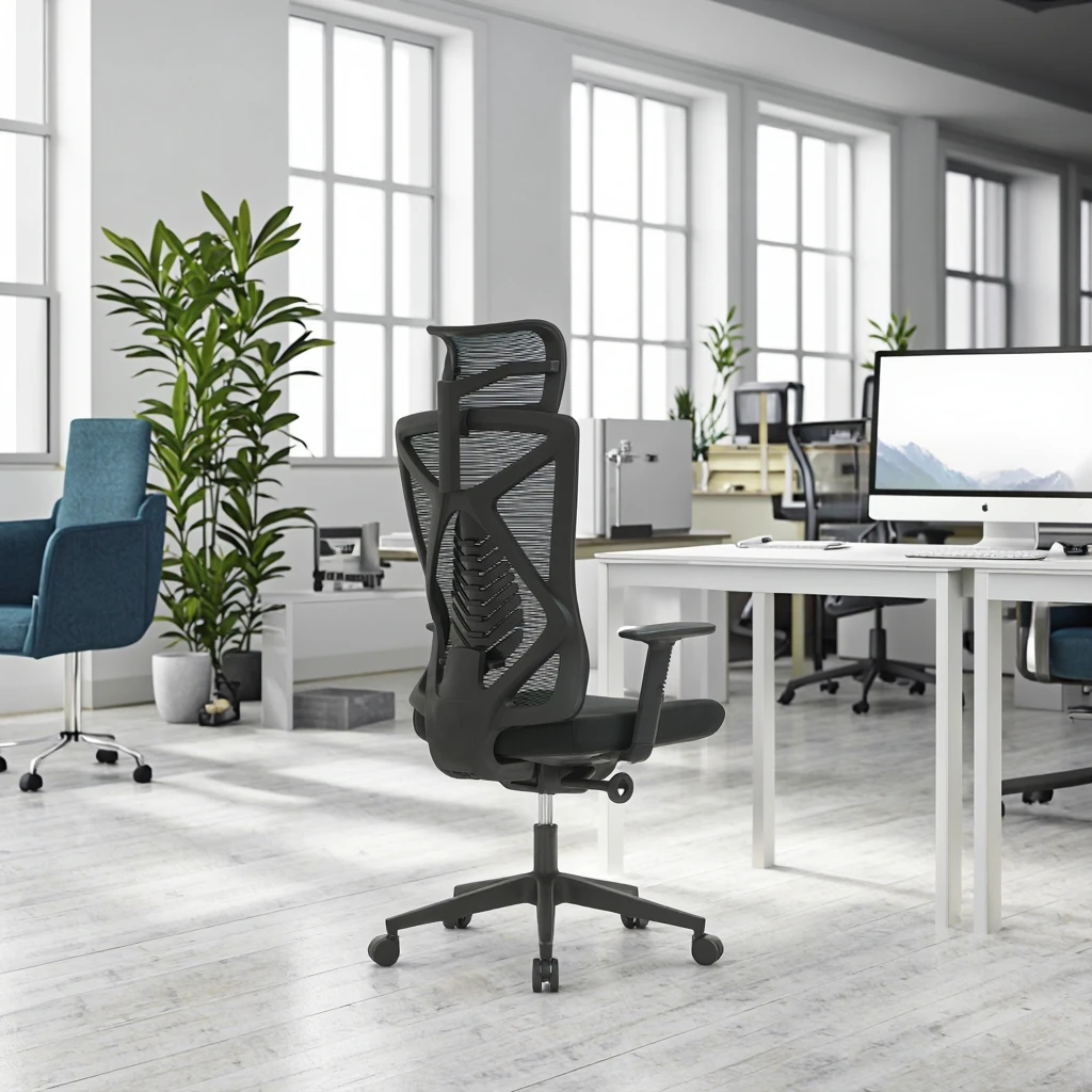 Maple Leaf Lumbar Support Ergonomic Swivel Task Chair with Adjustable Headrest and Thick Padded Seat for Conference Desk Use 6
