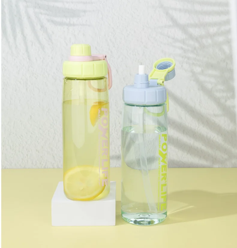 Custom Logo 750ml Colorful Transparent Portable Plastic Sports Water Bottle Bottles With Handle
