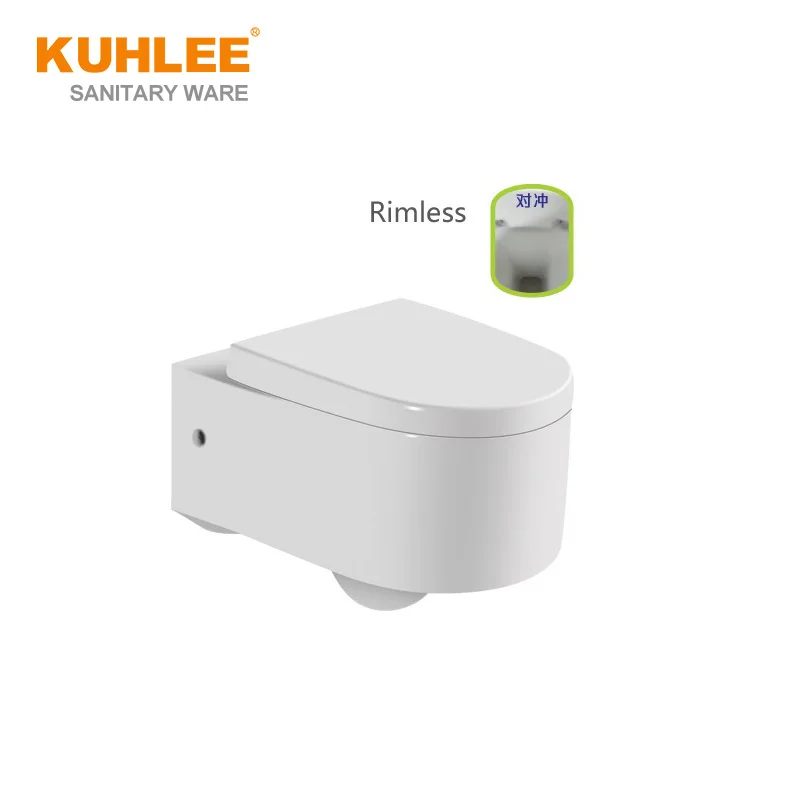 Factory Supplier Bathroom Ceramic Concealed Tank Toilet P Trap Wc Toilet  Rimless Wall Hung Mount Toilet Bowl