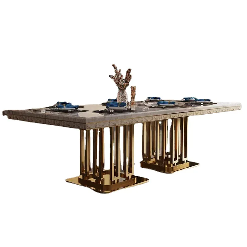Modern Style Gold Dining Table Metal Base Stainless Steel Home