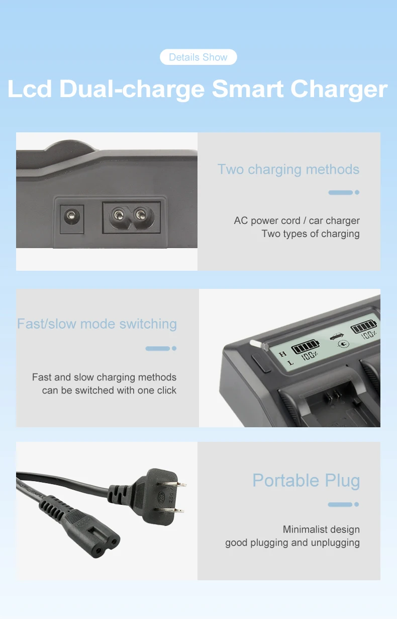 NP-FZ100 LCD Dual Charger with fast and slow charging Battery Charger for Sony A9 A7R III A7 III Digital Camera supplier