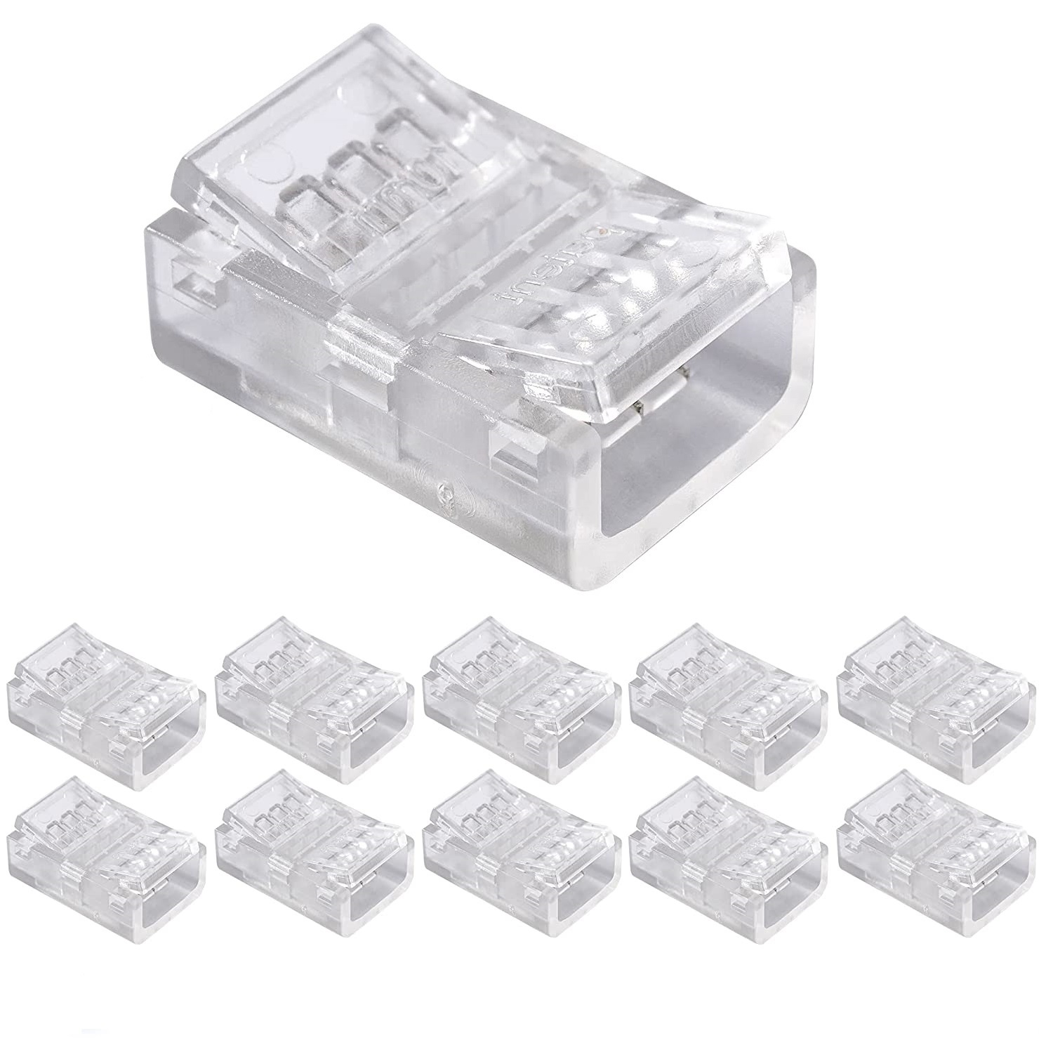 New Crystal Clip Wire 10mm IP65 Waterproof 2Pin 3Pin 4Pin 5Pin Female I Type LED Strip Connector