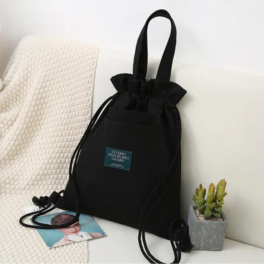 OEM Gift Drawstring Cotton Tote Bag with String Custom Canvas Drawstring Backpack with Logo Printed Promotional Shopping Bag Alibaba