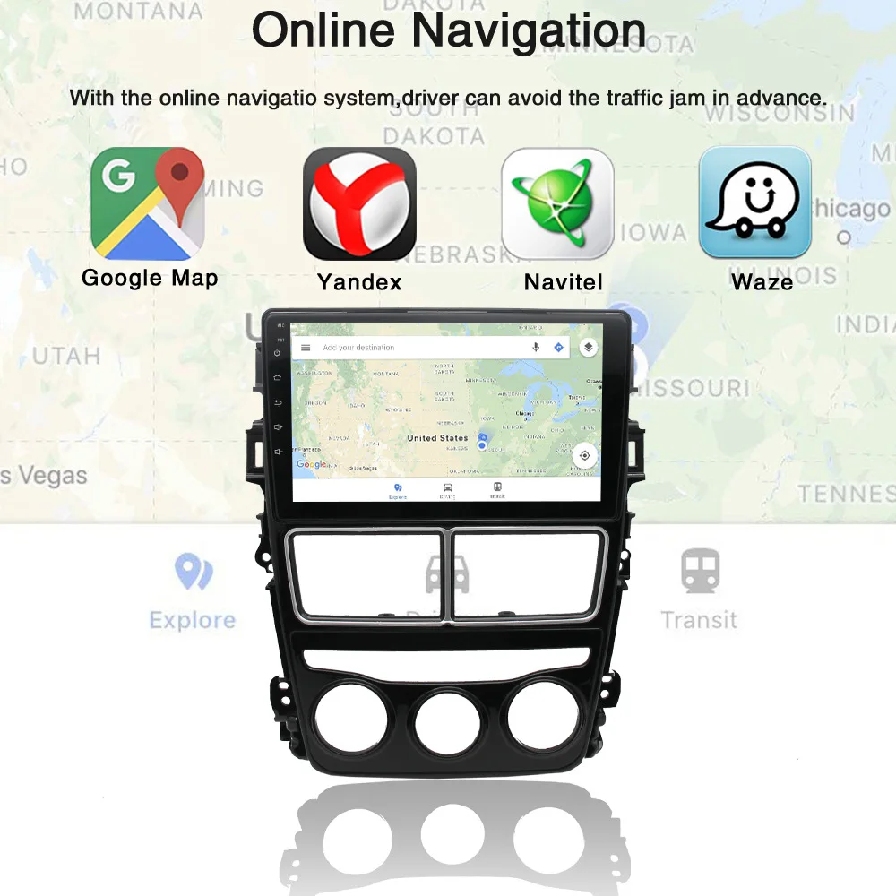 Navigation GPS Head Unit Radio for Toyota Vios Yaris 2018 2019 Auto Radio 2 Din Android DVD Car Multimedia Video Player Stereo