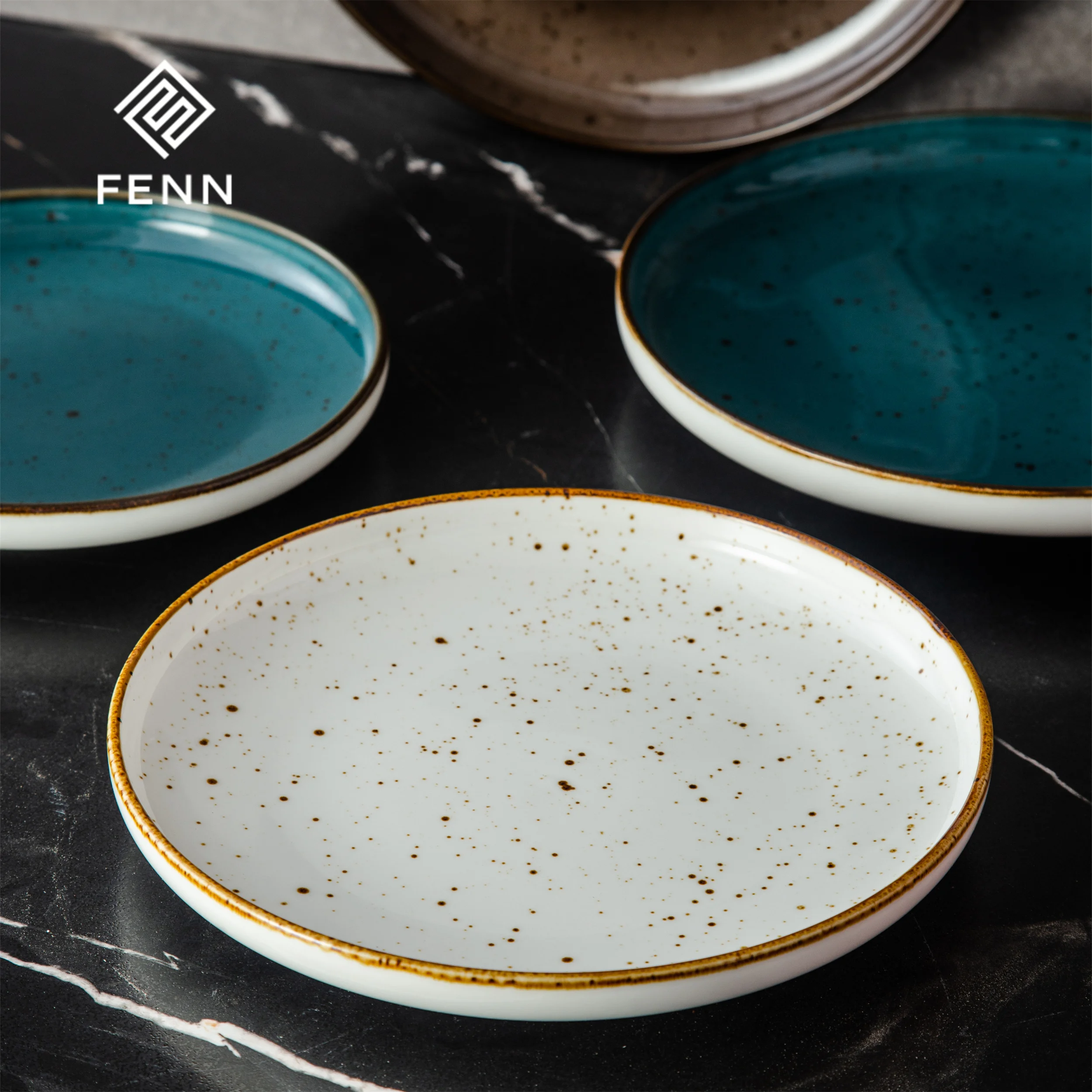 product fenn modern nordic white speckled glaze hotel restaurant used porcelain dinning plates sets dinnerware ceramic dinner plates-58