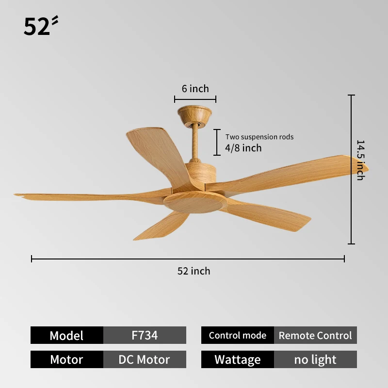52in ceiling fan without light and remote no light reversible bldc motor abs blades for bedroom living room-19