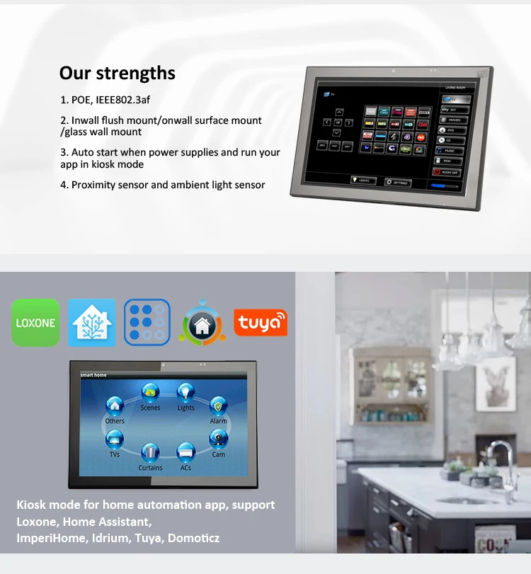 Inwall Mount 10.1 Inch Android Tablet PC POE RJ45 Intercom For Home Automation