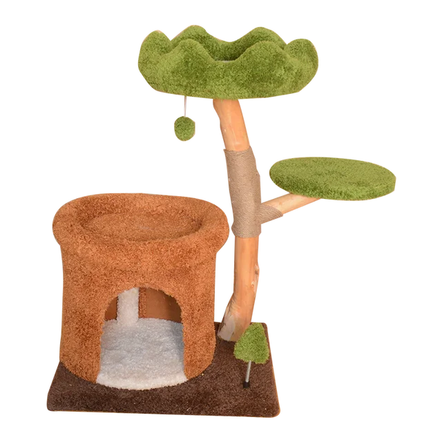Classic Small Footprint Cat Climbing Frame Durable Wood Plush Paper and Particle Board Construction Cats Toy for Halloween