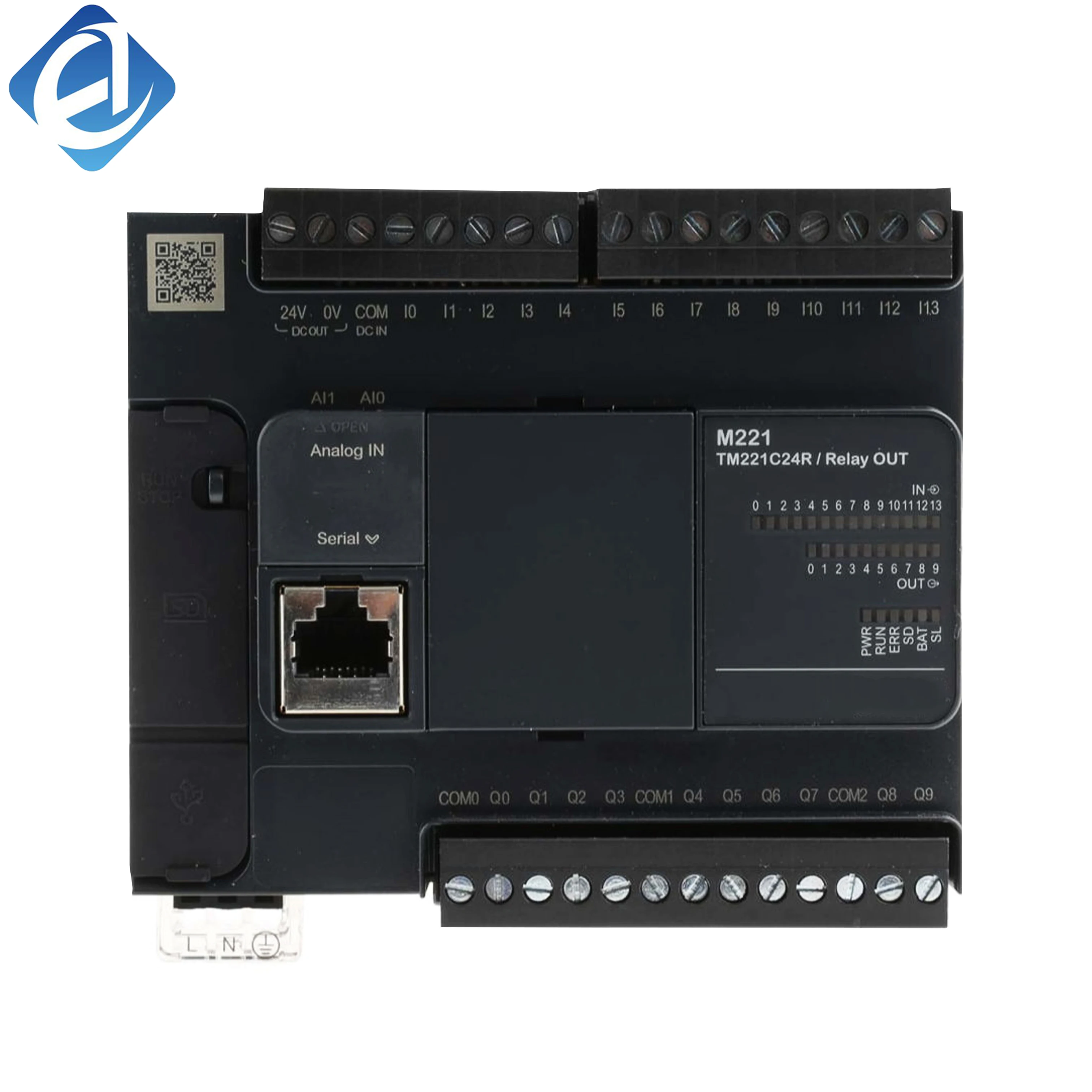 New Original TM221C24R Modicon TM221 compact PLC. 24 relay I/O points, stable logic operation, flexible communication, easy wiring & system expansion, excellent anti-interference, applied to small machinery