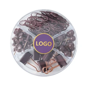 Custom Sticker 4 in 1 Set Rose Gold Electroplating Transparent Box Push Pin Pushpin File Fixed Stationery