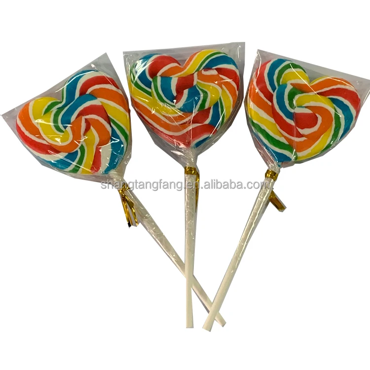 Heart Striped Lollipop Sweet Assorted Flavor Lollipop Colorful Striped ...