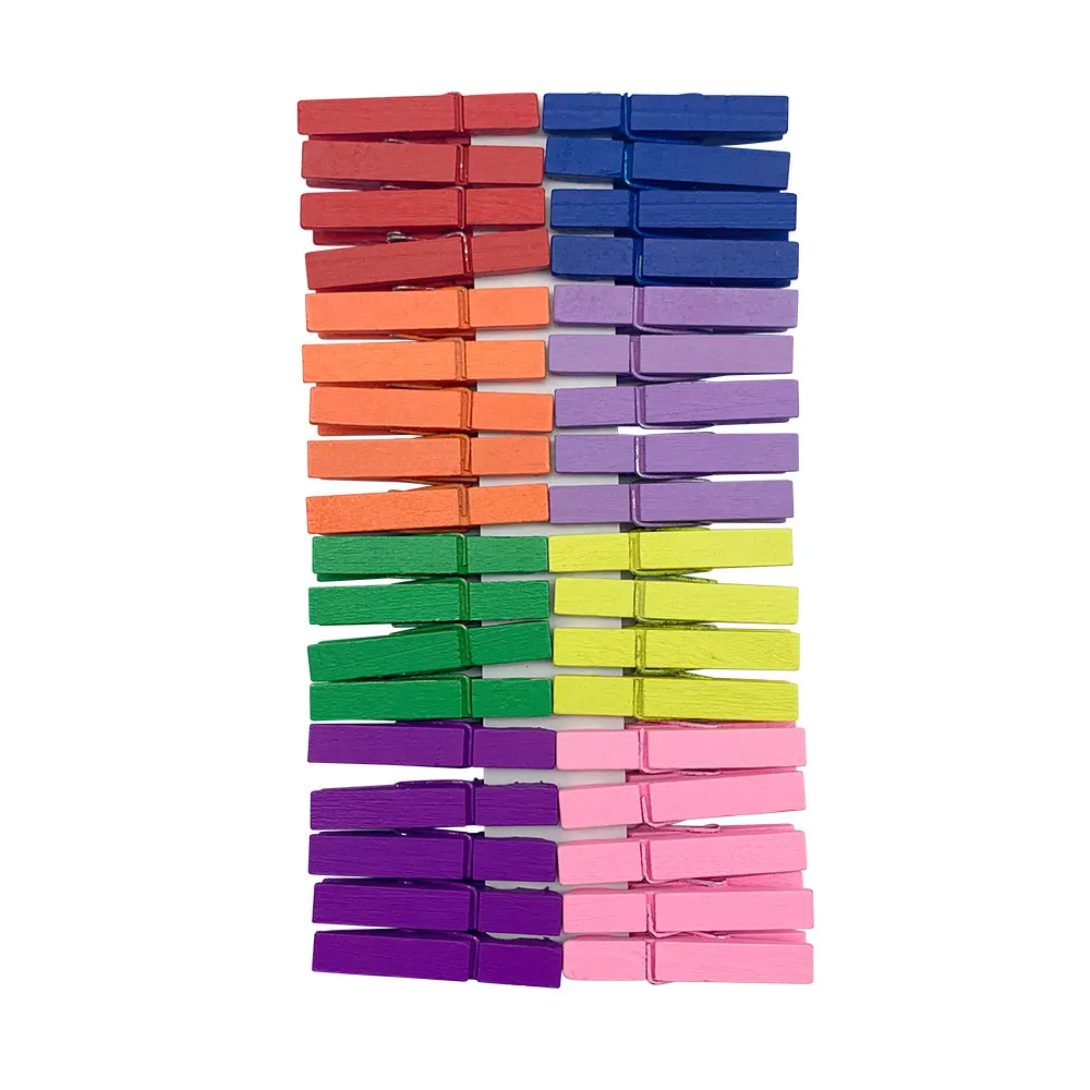 50Pcs Mini Clothespins - Colored Wood Clothespins for Photo Crafts