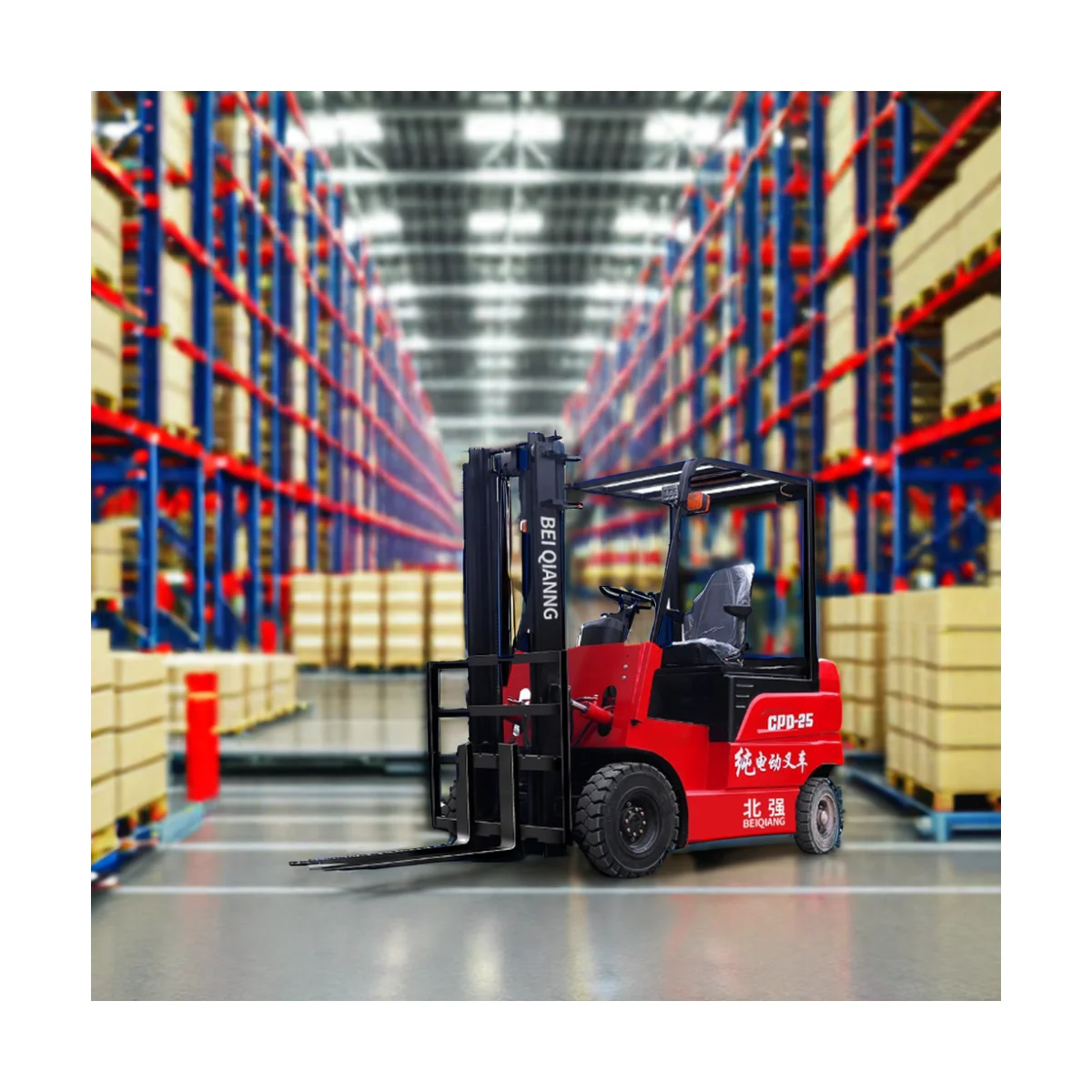 2500kg electric forklift driving with high quality lithium battery foe warehouse 2.5 ton forklift electric factory direct sale