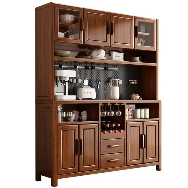 Walnut solid wood sideboard one piece against the wall living room storage cabinet pantry cabinet classic cupboard