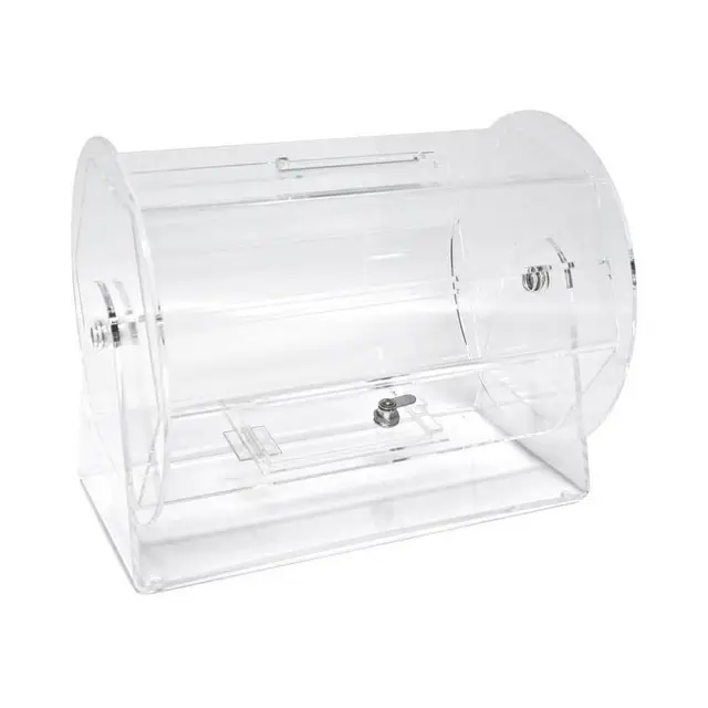 Clear Acrylic Lucky Draw Box Lottery Draw Display Box, Acrylic Raffle Ticket Drum