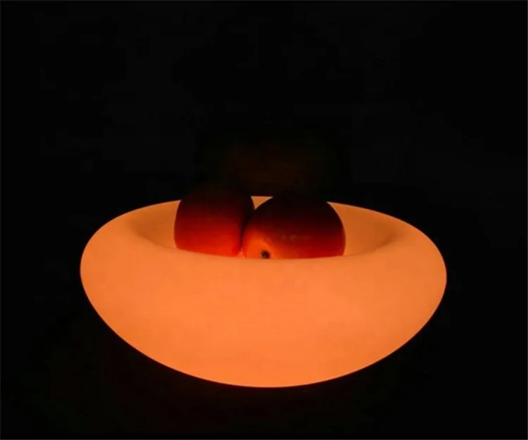 Modern Design Nightclub Bar Colorful Simple LED Illuminated Fruit Plate Bowl Light Color Changing Plastic Fruit Serving Tray