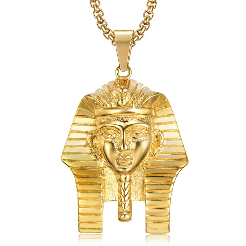 Queen Nefertiti Necklace Stainless Steel Egyptian Face Head Pendant 14k ...