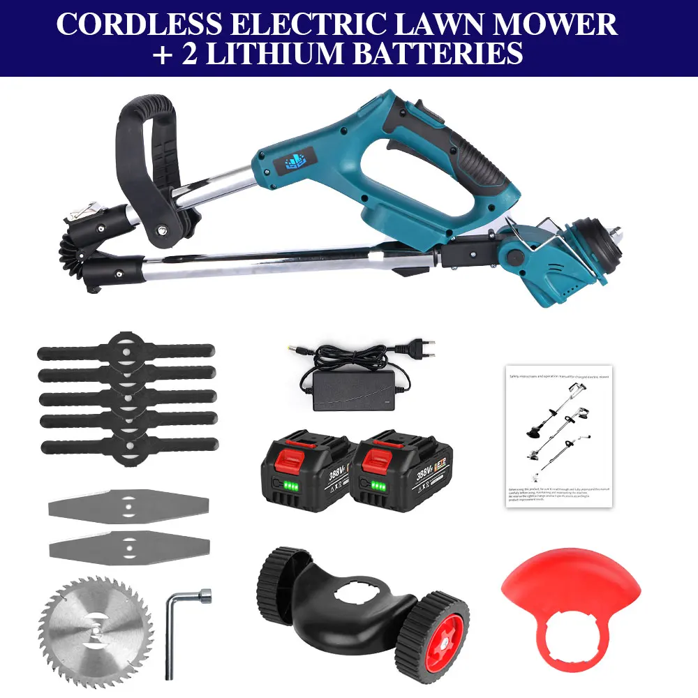 1500w Handheld Electric Lawn Mower Foldable Trimmer Adjustable Garden Pruning Cutting Power Tool